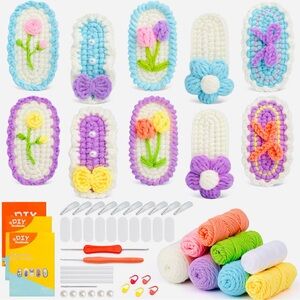 DIY Handcraft Crochet Kit for Beginners ~ Floral Hair Clips